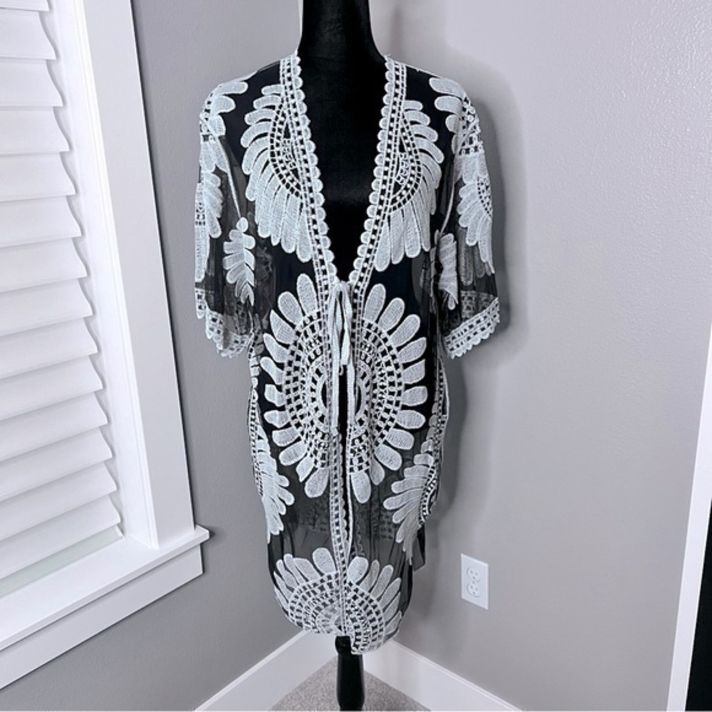Ember semi sheer swimsuit cover up or duster size small